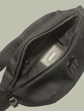 Summer Mackage Black Belt Bag with Logo Plate - Adjustable